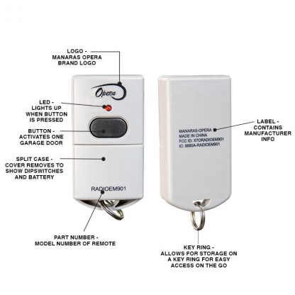 thumbnail image 2 of Manaras RADIOEM 101 One Button Garage Door Opener Remote Transmitter 2 of 5