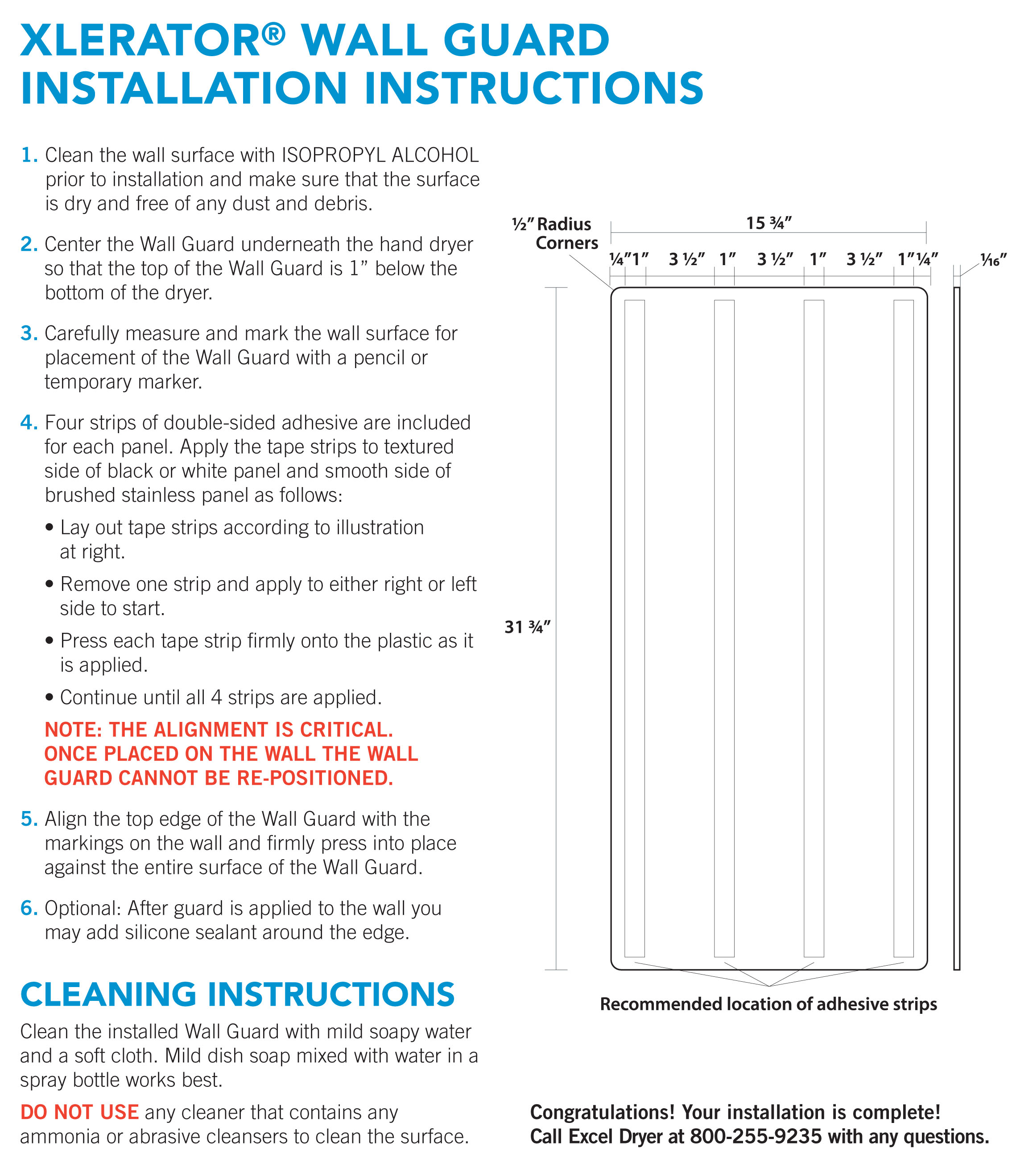Excel "Xlerator" Hand Dryer Anti microbial wall guards - Image 3