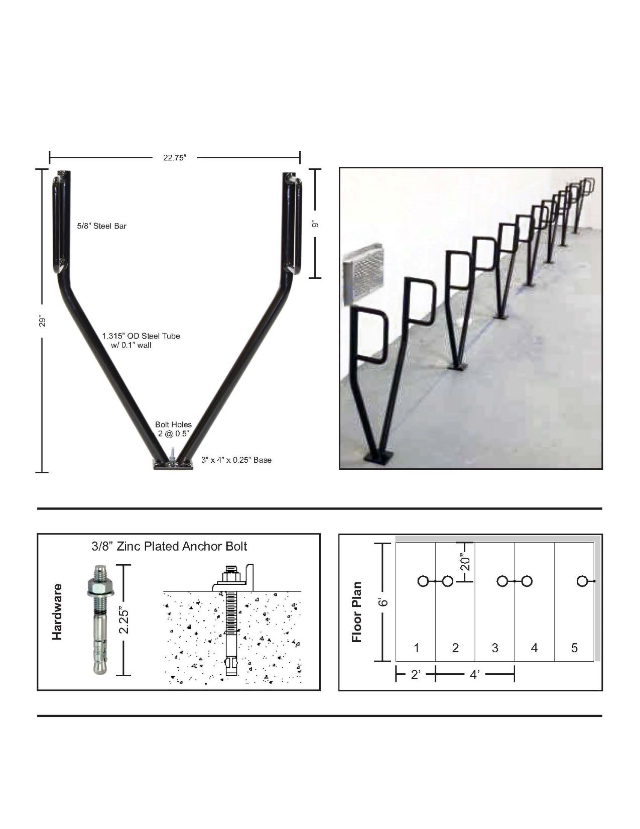 V Ring - Floor Mounted Bike Rack - Image 3