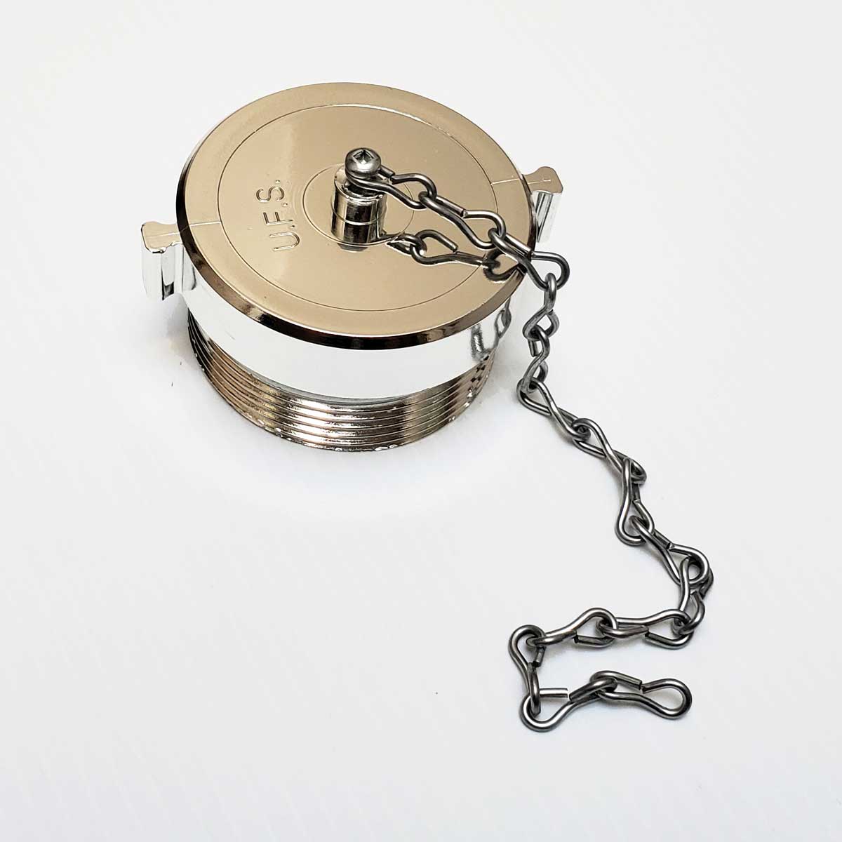 Chrome and Brass Plated Lexan Male Threaded Building Fire Connection Caps - Image 4